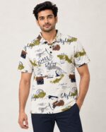 Sansiro Abstract Script Printed Polo T-Shirt product gallery image 5