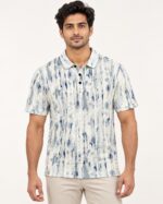 Sansiro Abstract Streak Textured Polo T-Shirt product gallery image 8