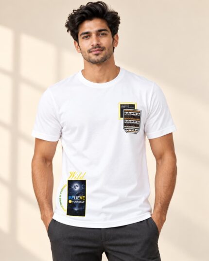 Sansiro Believe Wild Graphic Crew Neck T-Shirt - White featured product view