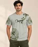 Sansiro Champion Compass Graphic Crew Neck T-Shirt - Sage Mist featured product view