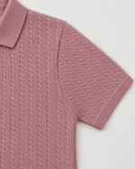 WildAss Cable Knit Textured Polo T-Shirt - Pink product gallery view