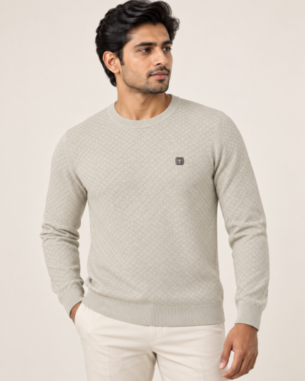 WildAss Diamond Texture Crew Neck T-Shirt - Cream featured product view