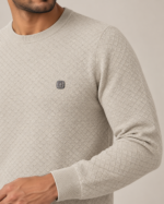 WildAss Diamond Texture Crew Neck T-Shirt - Cream product gallery view