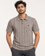 WildAss Distressed Vertical Stripe Polo T-Shirt - Grey featured product view