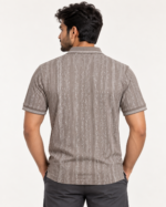 WildAss Distressed Vertical Stripe Polo T-Shirt - Grey product gallery view