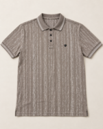 WildAss Distressed Vertical Stripe Polo T-Shirt - Grey product gallery view