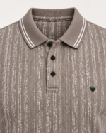 WildAss Distressed Vertical Stripe Polo T-Shirt - Grey product gallery view