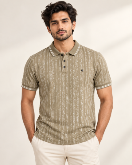 WildAss Distressed Vertical Stripe Polo T-Shirt - Rifle Green featured product view