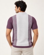 WildAss Heritage Panel Textured Knit Polo T-Shirt - Purple product gallery view
