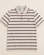 WildAss Heritage Stripe Polo T-Shirt - Mocha Ivory product gallery view