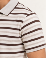 WildAss Heritage Stripe Polo T-Shirt - Mocha Ivory product gallery view