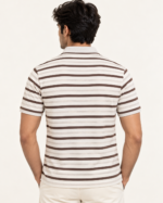 WildAss Heritage Stripe Polo T-Shirt - Mocha Ivory product gallery view