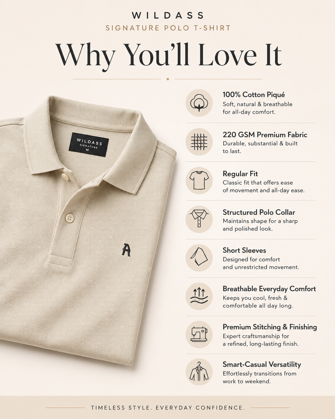 WildAss Heritage Stripe Polo T-Shirt size guide