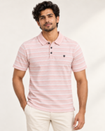 WildAss Horizontal Stripe Polo T-Shirt - Pink product gallery view