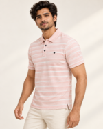 WildAss Horizontal Stripe Polo T-Shirt - Pink product gallery view