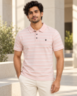 WildAss Horizontal Stripe Polo T-Shirt - Pink product gallery view