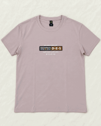 WildAss Men's D-E-S Graphic Patch Crew Neck T-Shirt - Peach product gallery view