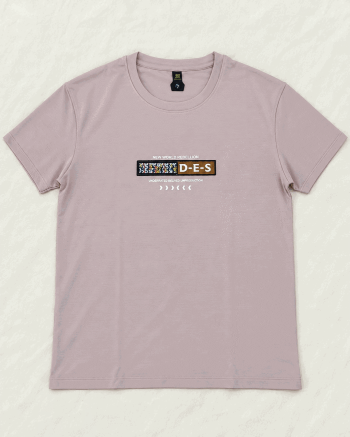 WildAss Men's D-E-S Graphic Patch Crew Neck T-Shirt - Peach product gallery view