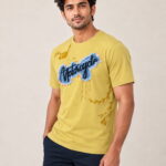 WildAss Men's Denim Appliqué Graphic Crew Neck T-Shirt - Yellow product gallery view
