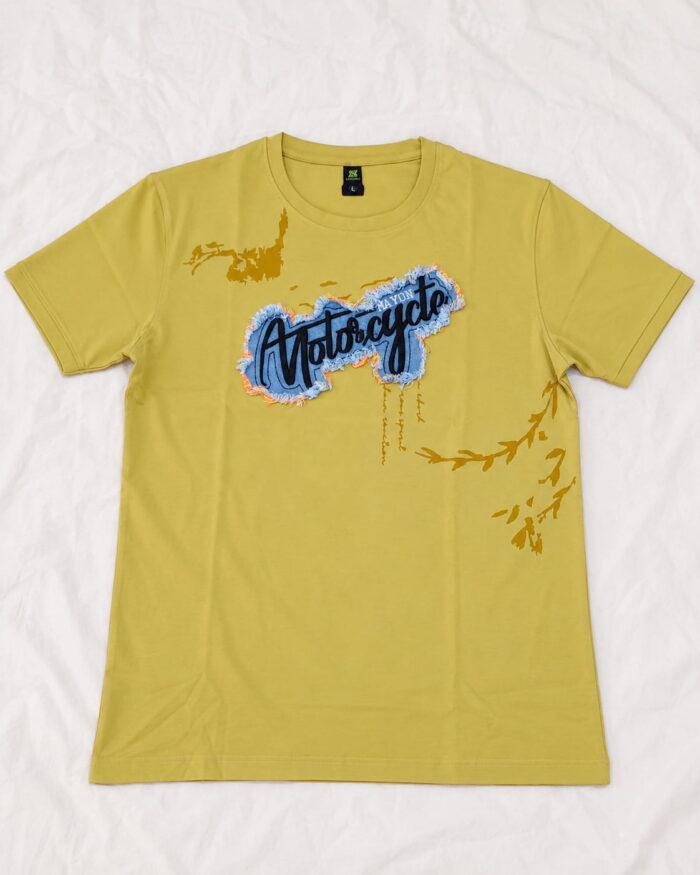 WildAss Men's Denim Appliqué Graphic Crew Neck T-Shirt - Yellow product gallery view