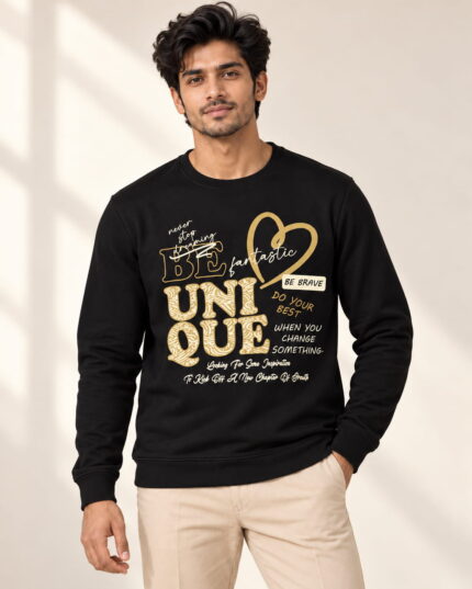 WildAss Men's Motivational Typography Printed Crew Neck Sweatshirt - Black featured product view