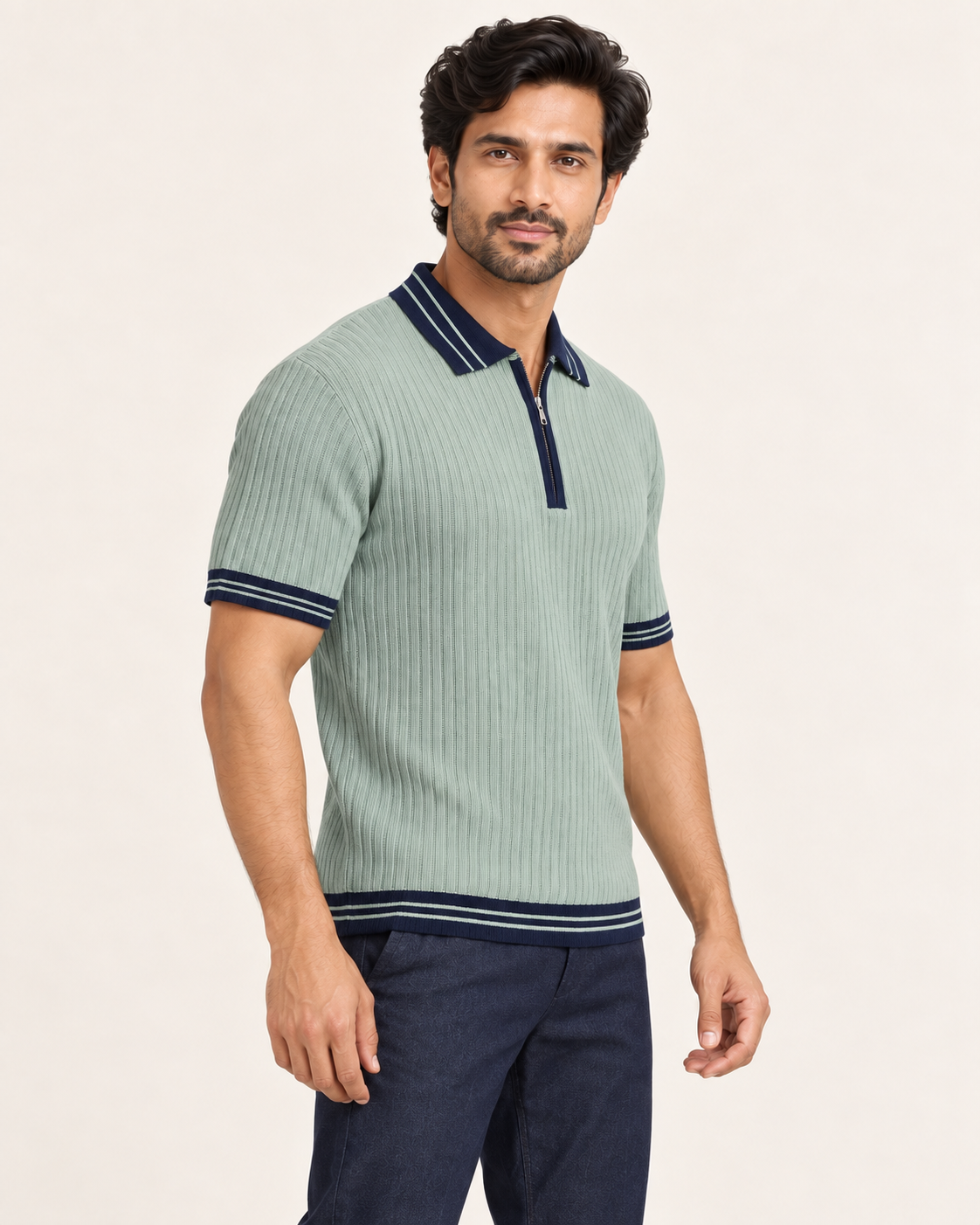 WildAss Ribbed Zip Polo T-Shirt - Pista - Featured Product View WildAss Ribbed Zip Polo T-Shirt - Pista featured product view