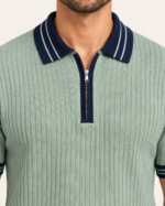 WildAss Ribbed Zip Polo T-Shirt - Pista product gallery view