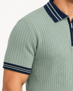 WildAss Ribbed Zip Polo T-Shirt - Pista product gallery view
