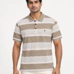 WildAss Textured Block Stripe Polo T-Shirt - Fawn featured product view