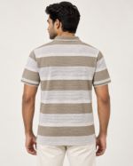 WildAss Textured Block Stripe Polo T-Shirt - Fawn product gallery view