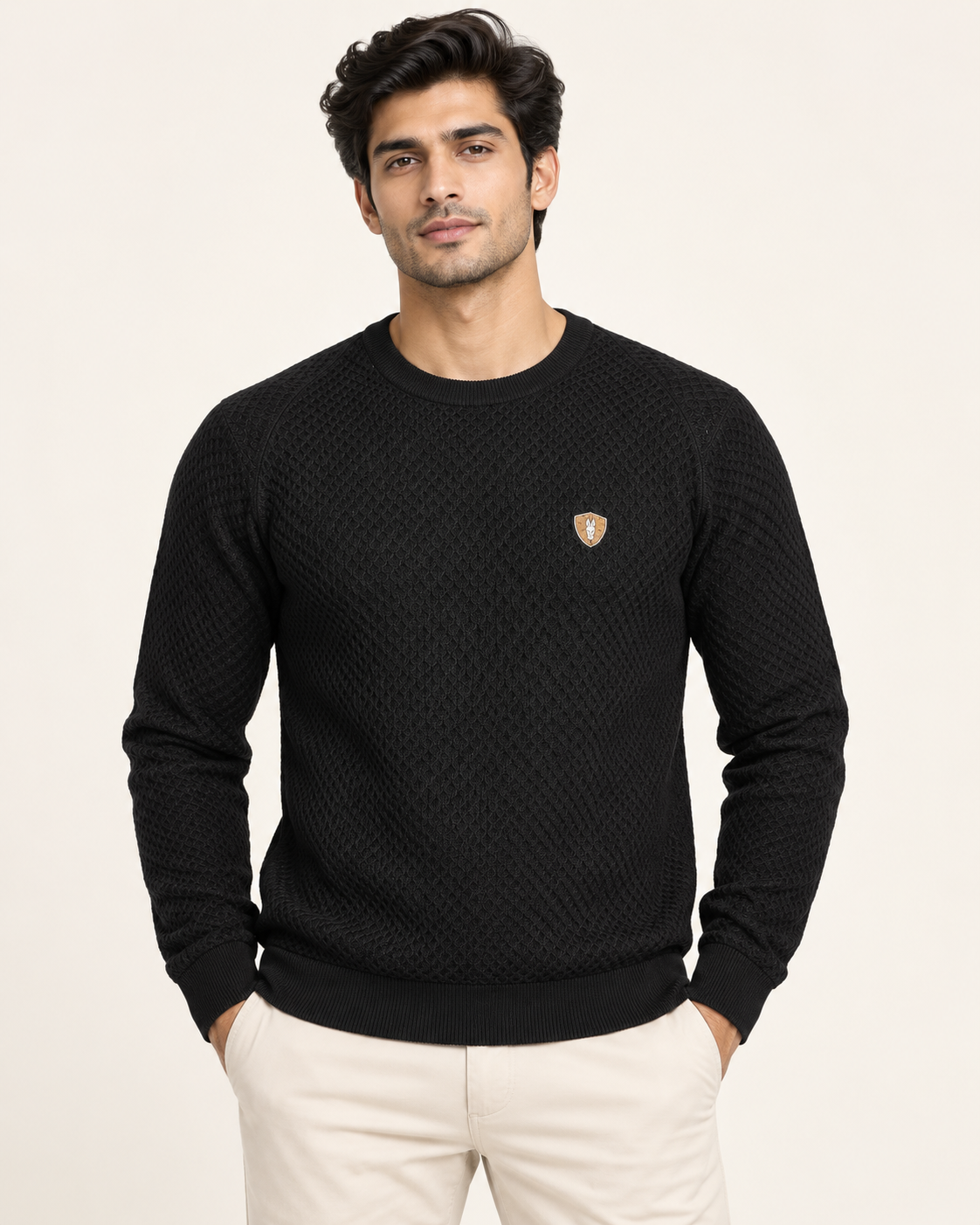 WildAss Textured Knit Crew Neck T-Shirt - Black - Featured Product View WildAss Textured Knit Crew Neck T-Shirt - Black featured product view