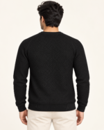 WildAss Textured Knit Crew Neck T-Shirt - Black product gallery view