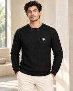 WildAss Textured Knit Crew Neck T-Shirt - Black product gallery view