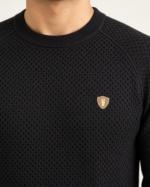 WildAss Textured Knit Crew Neck T-Shirt - Black product gallery view