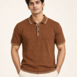 WildAss Textured Knit Polo T-Shirt - Cinnamon Brown featured product view