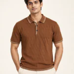 WildAss Textured Knit Polo T-Shirt - Cinnamon Brown featured product view