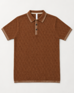 WildAss Textured Knit Polo T-Shirt - Cinnamon Brown product gallery view