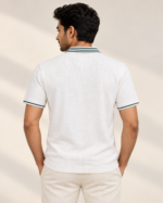 WildAss Vertical Stripe Textured Knit Polo T-Shirt - Sea Green product gallery view